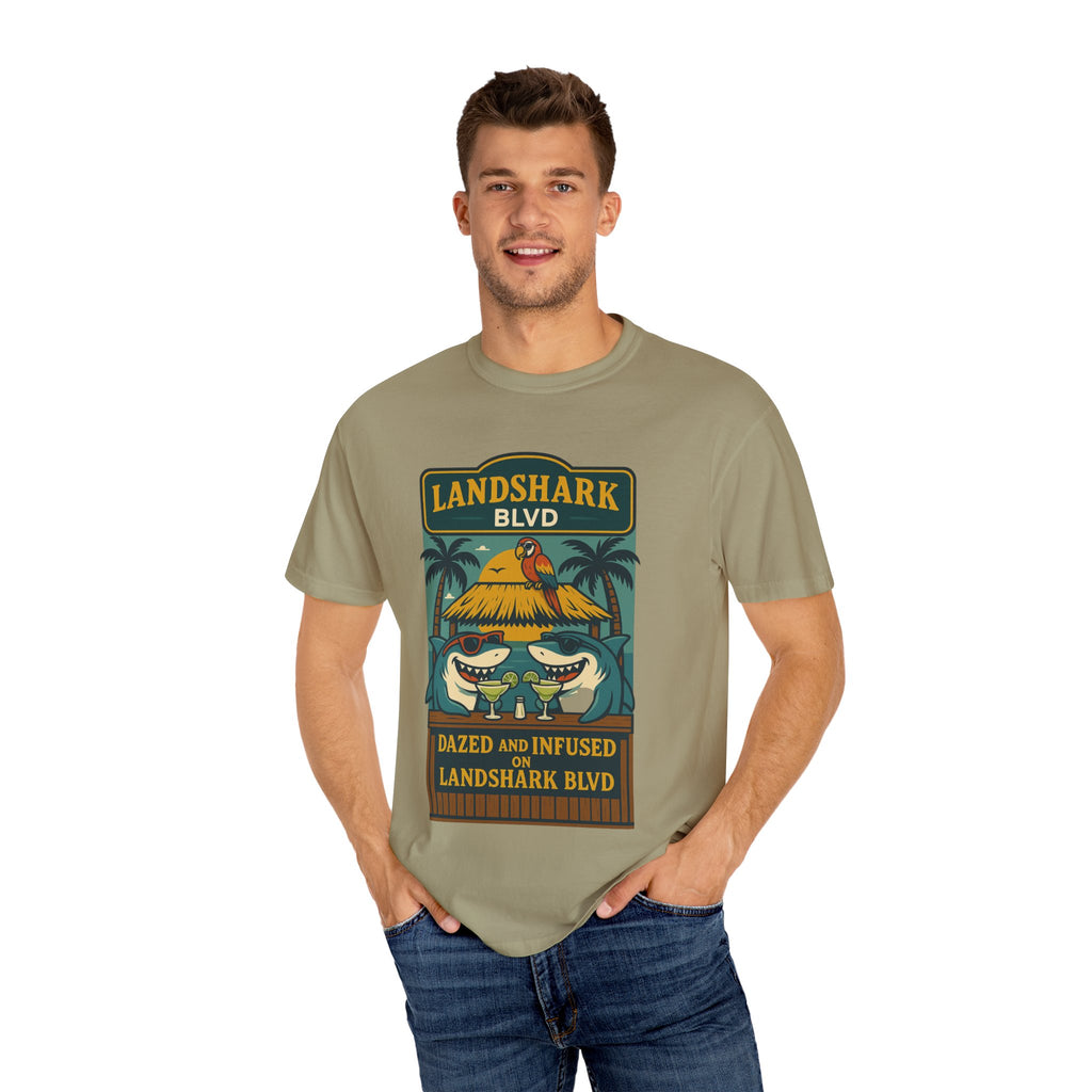 Landshark BLVD  design  T-Shirt, Summer Vibes Tee, Beachwear, Vacation Shirt, Funny Graphic Tee, Unisex Casual Wear