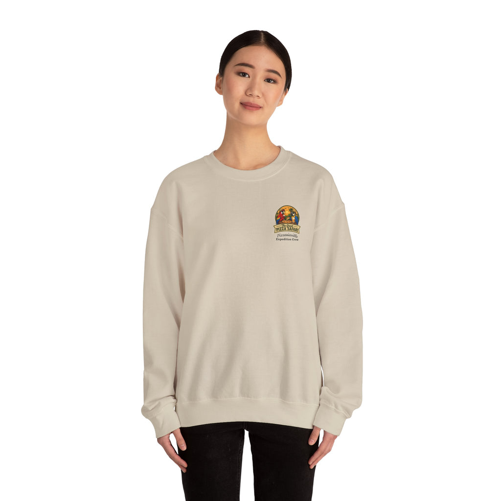 Pizza Safari Crewneck Sweatshirt — "The Great Pizza Safari" Graphic