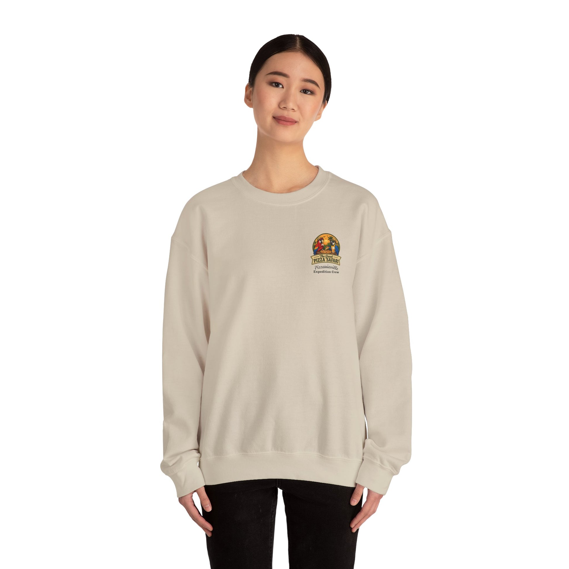 Pizza Safari Crewneck Sweatshirt — "The Great Pizza Safari" Graphic
