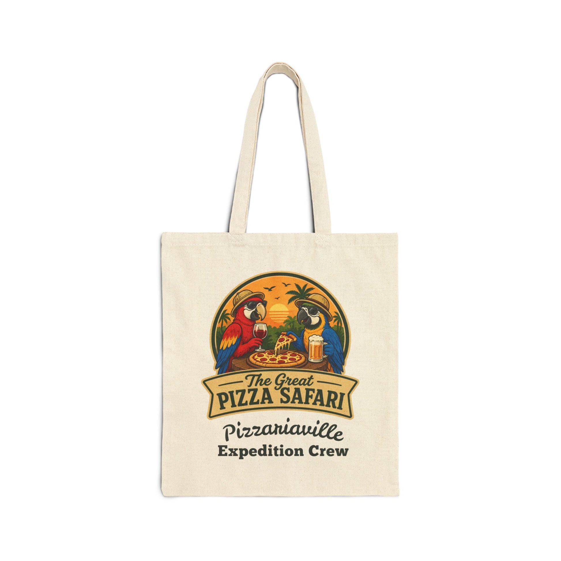 Pizza Safari Canvas Tote Bag — "Pizzanaville Expedition Crew" Cotton Market Bag