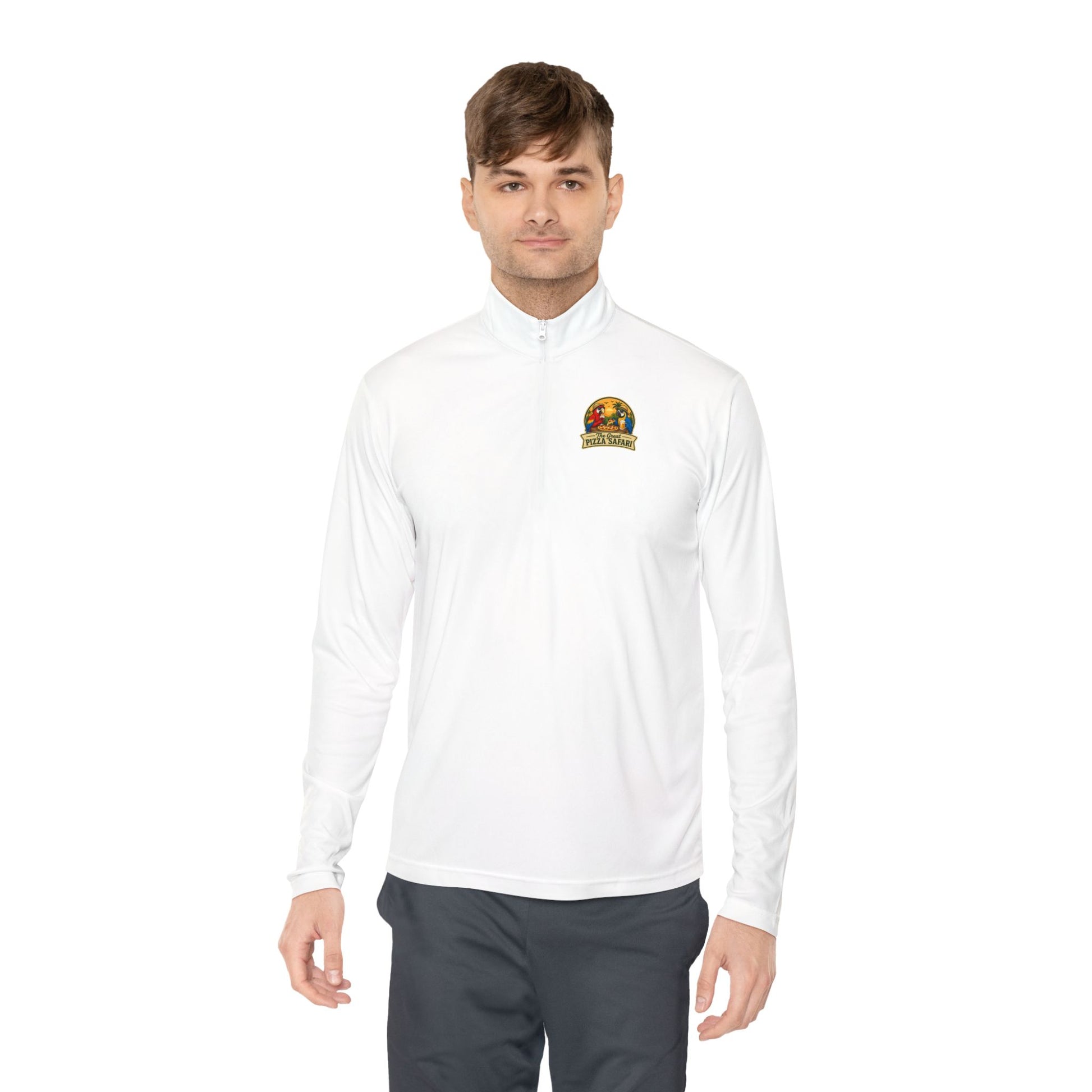 Quarter-Zip Pullover — The Great Pizza Safari Logo Pullover