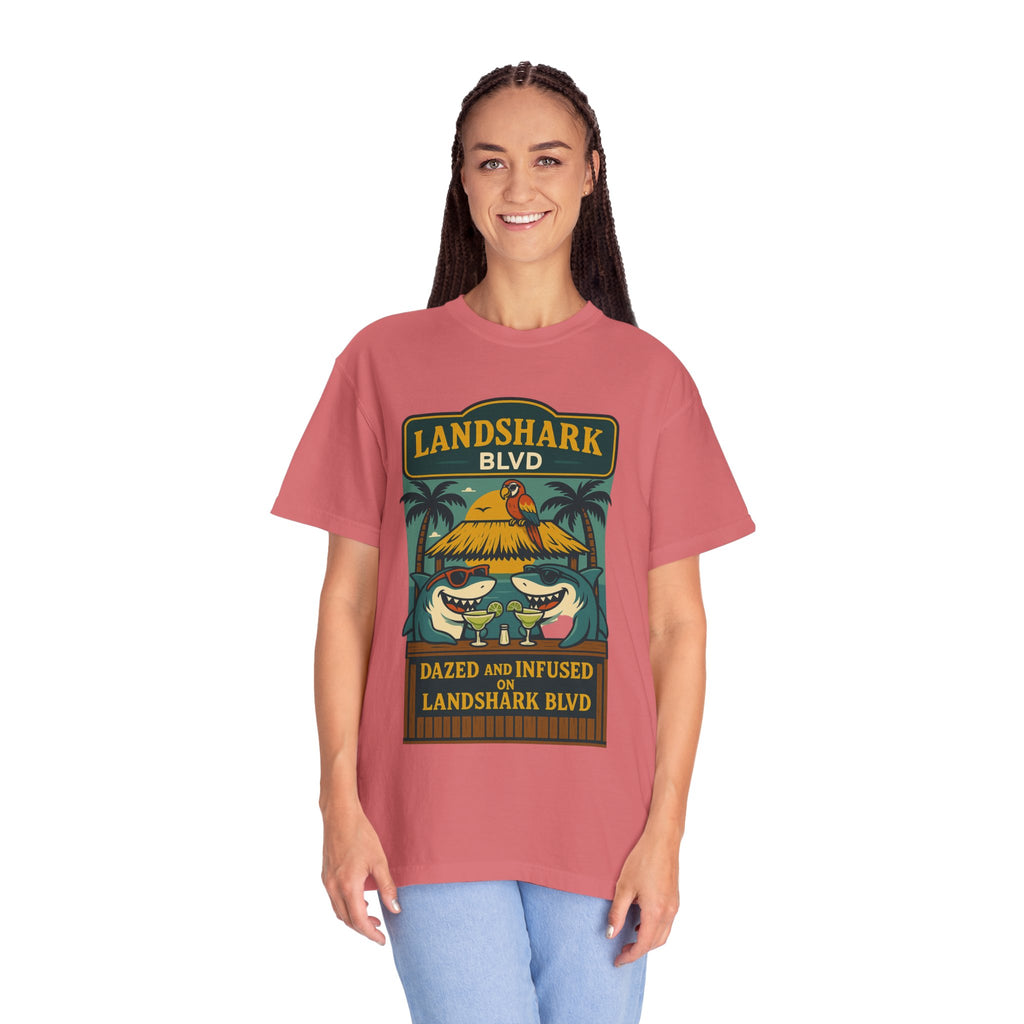 Landshark BLVD  design  T-Shirt, Summer Vibes Tee, Beachwear, Vacation Shirt, Funny Graphic Tee, Unisex Casual Wear