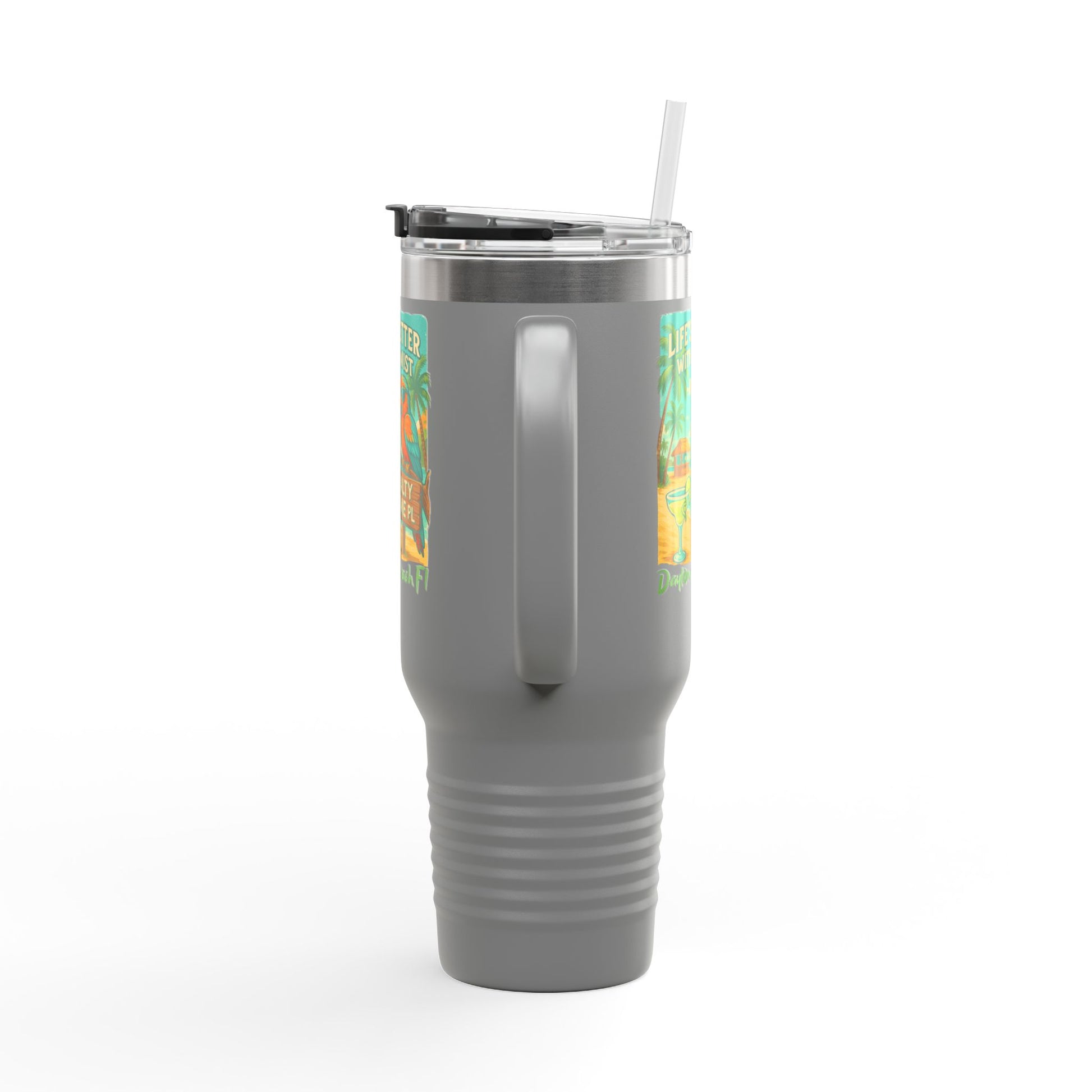40oz Insulated Travel Mug — 'Life's Better With a Twist' Daytona Beach Cocktail Design