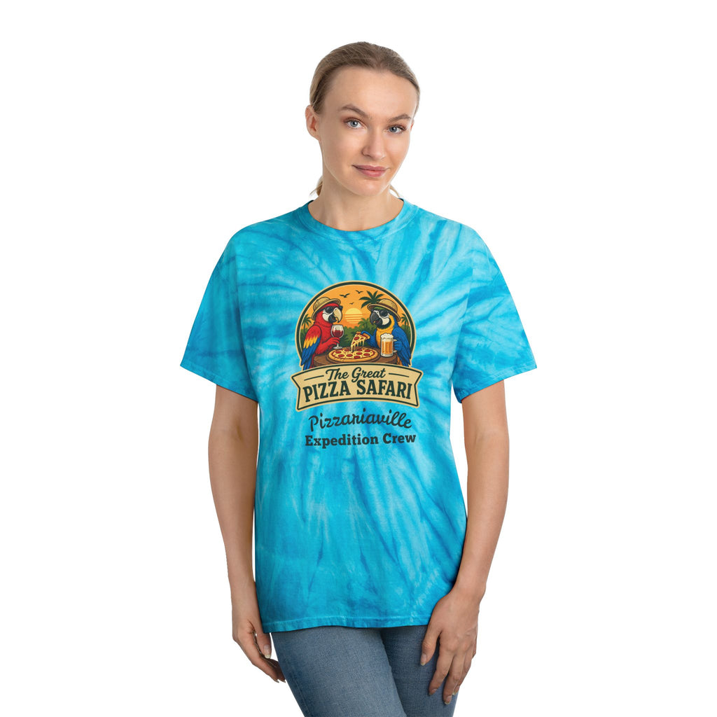 Tie-Dye Tee — The Great Pizza Safari “Pizzariaville Expedition Crew” Graphic Shirt