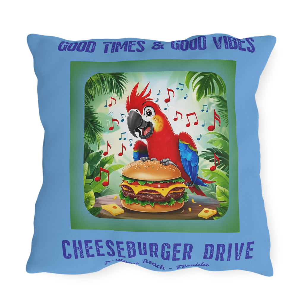 Latitude Margaritaville Tropical Outdoor Pillows - Good Times & Good Vibes gifts Beach House Cushion, Summer Patio Accent Fun Outdoor  Decor