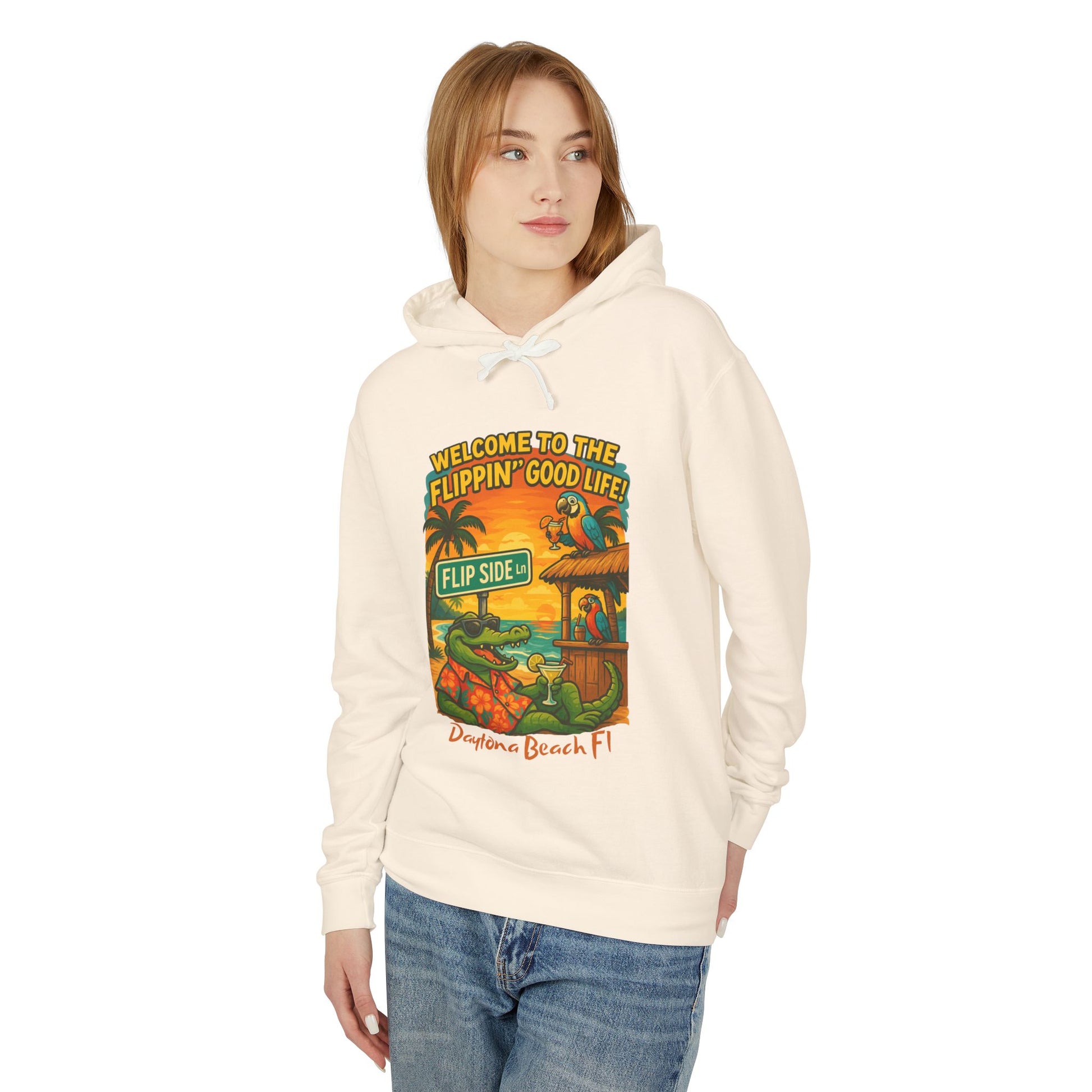 Flip Side Ln  Lightweight Comfort Colors Hoodie - Jimmy Buffet Style