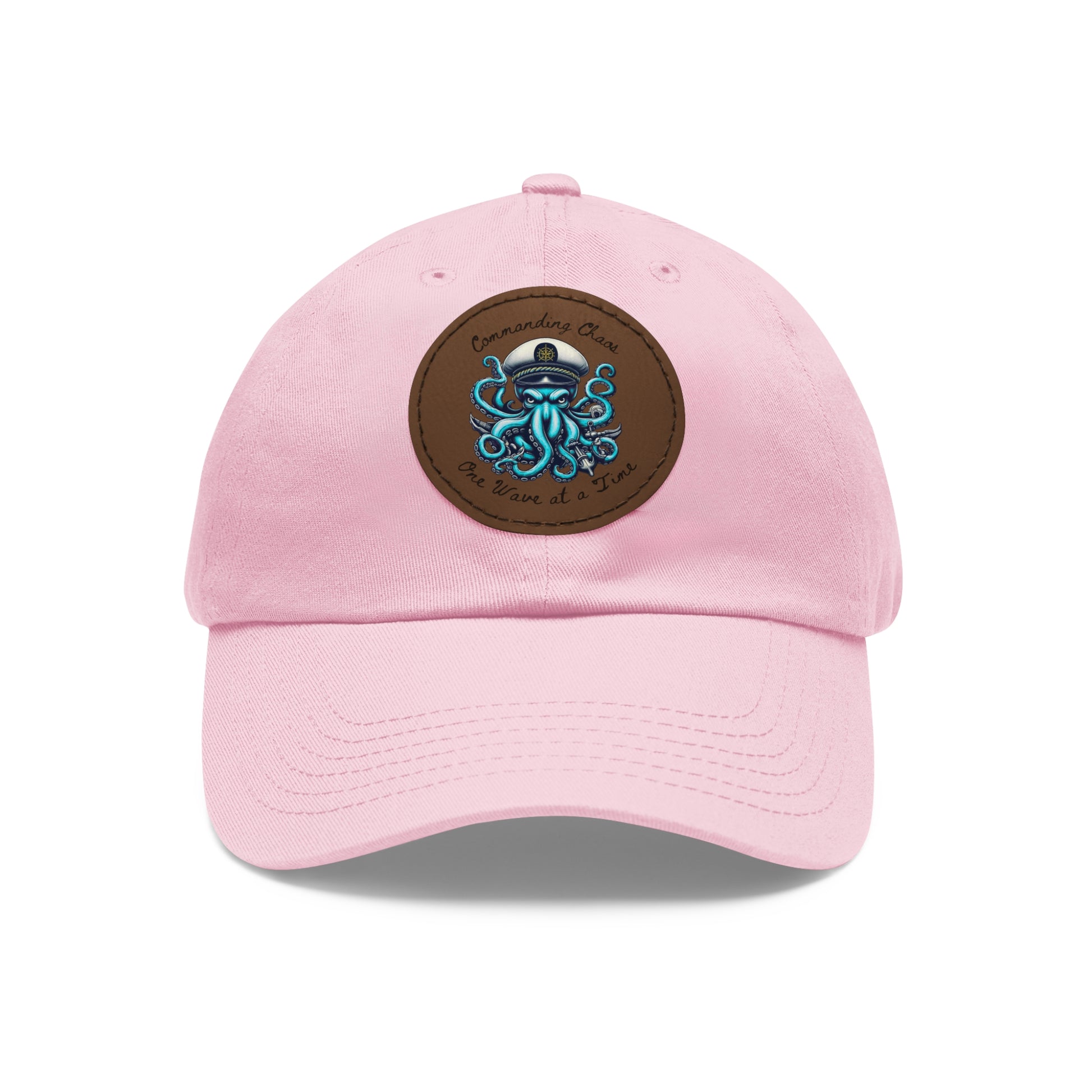 Ocean-Inspired Hat with Leather Patch, Unique Captain's Cap, Nautical Gift, Fun Summer Accessory, Fishing, Octopus, Waves, Boat gear