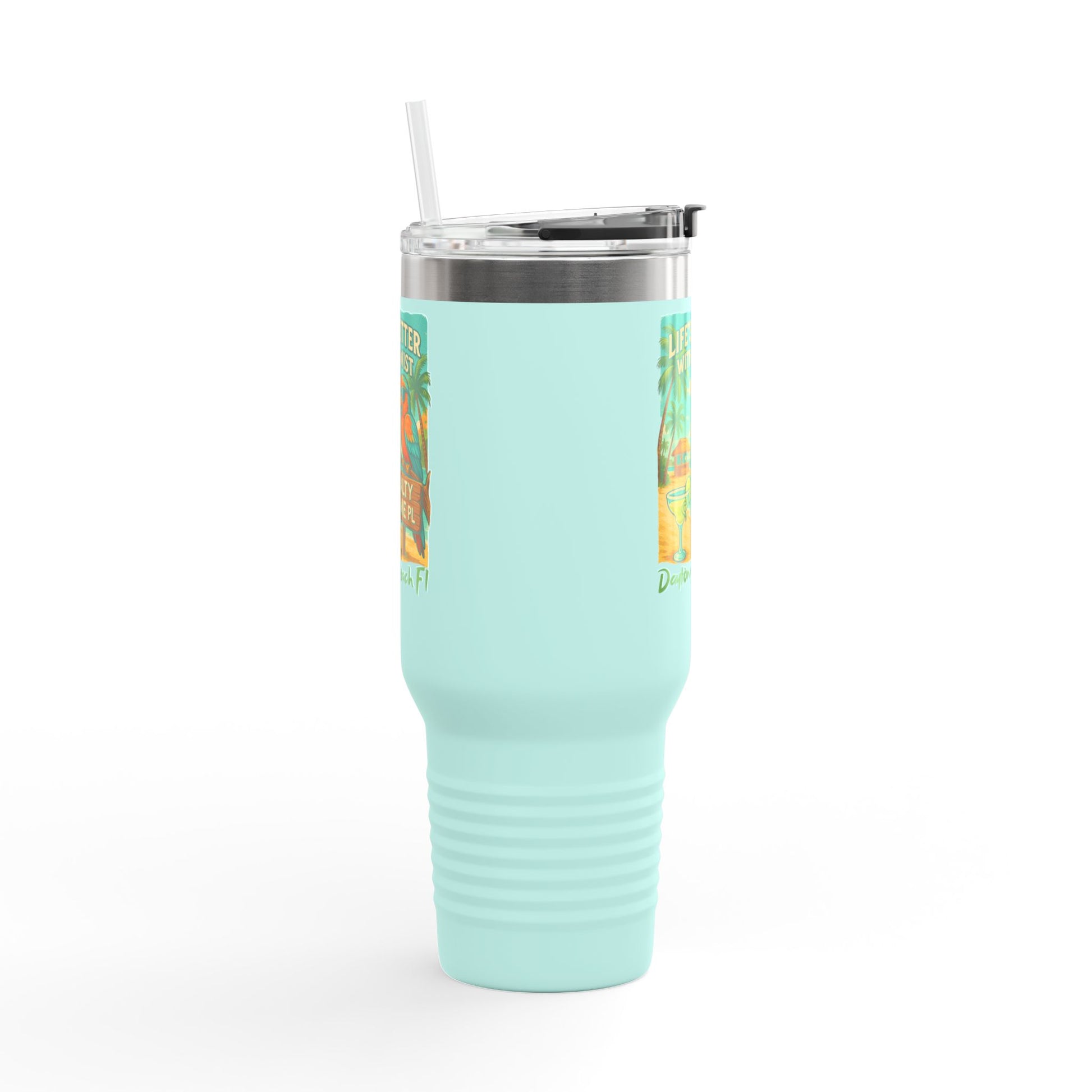 40oz Insulated Travel Mug — 'Life's Better With a Twist' Daytona Beach Cocktail Design