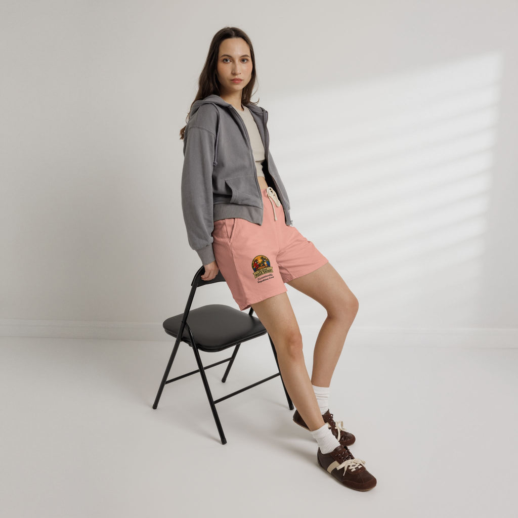 Unisex  Lightweight Garment-Dyed Fleece Sweat Shorts with Retro Pizza Safari Logo