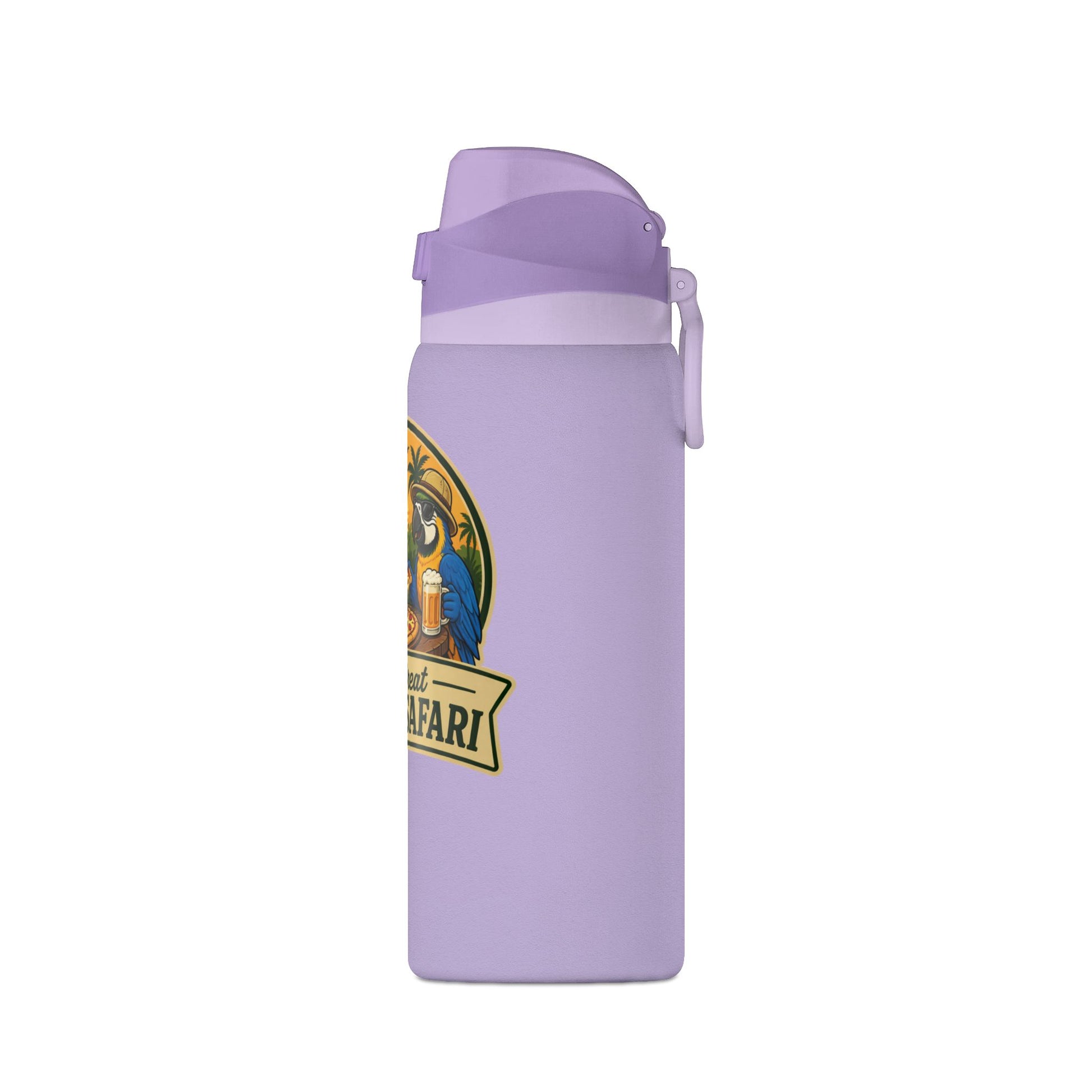 Insulated Water Bottle — "The Great Pizza Safari" Parrot Design, 32 oz