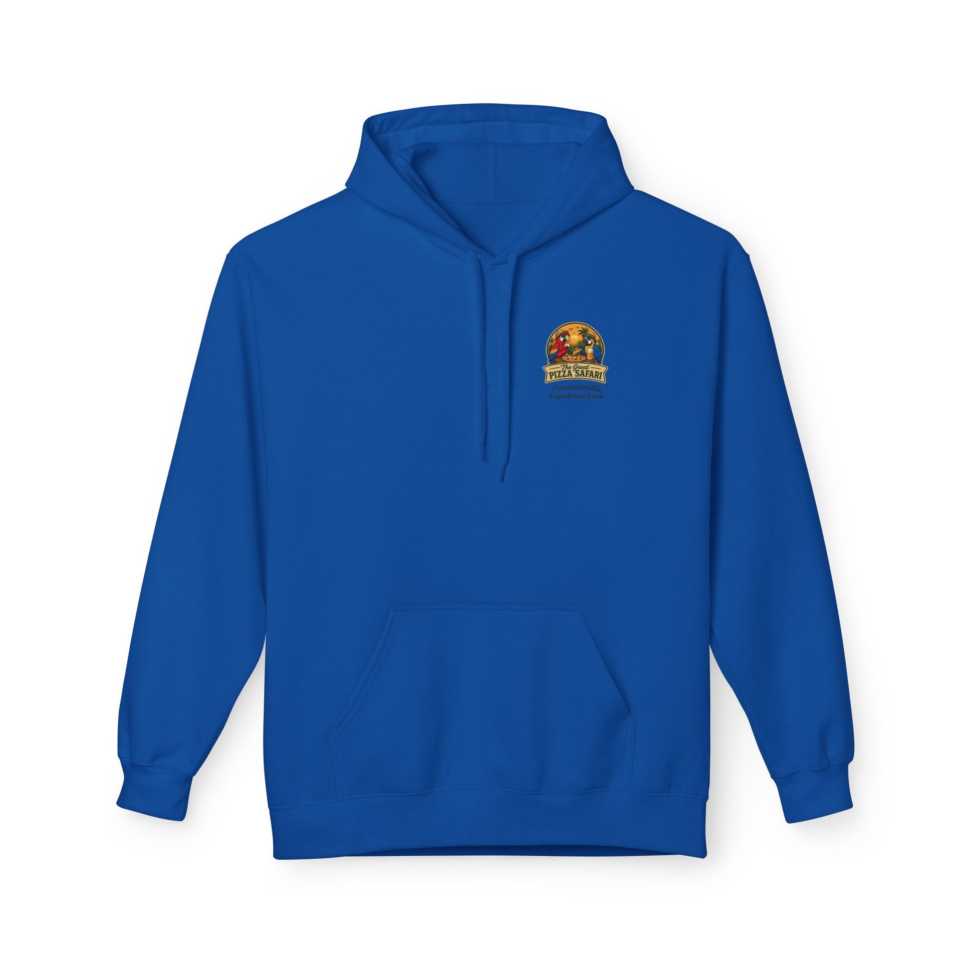 Pizza Safari Hoodie — "The Great Pizza Safari" Tropical Parrot Pizza Graphic