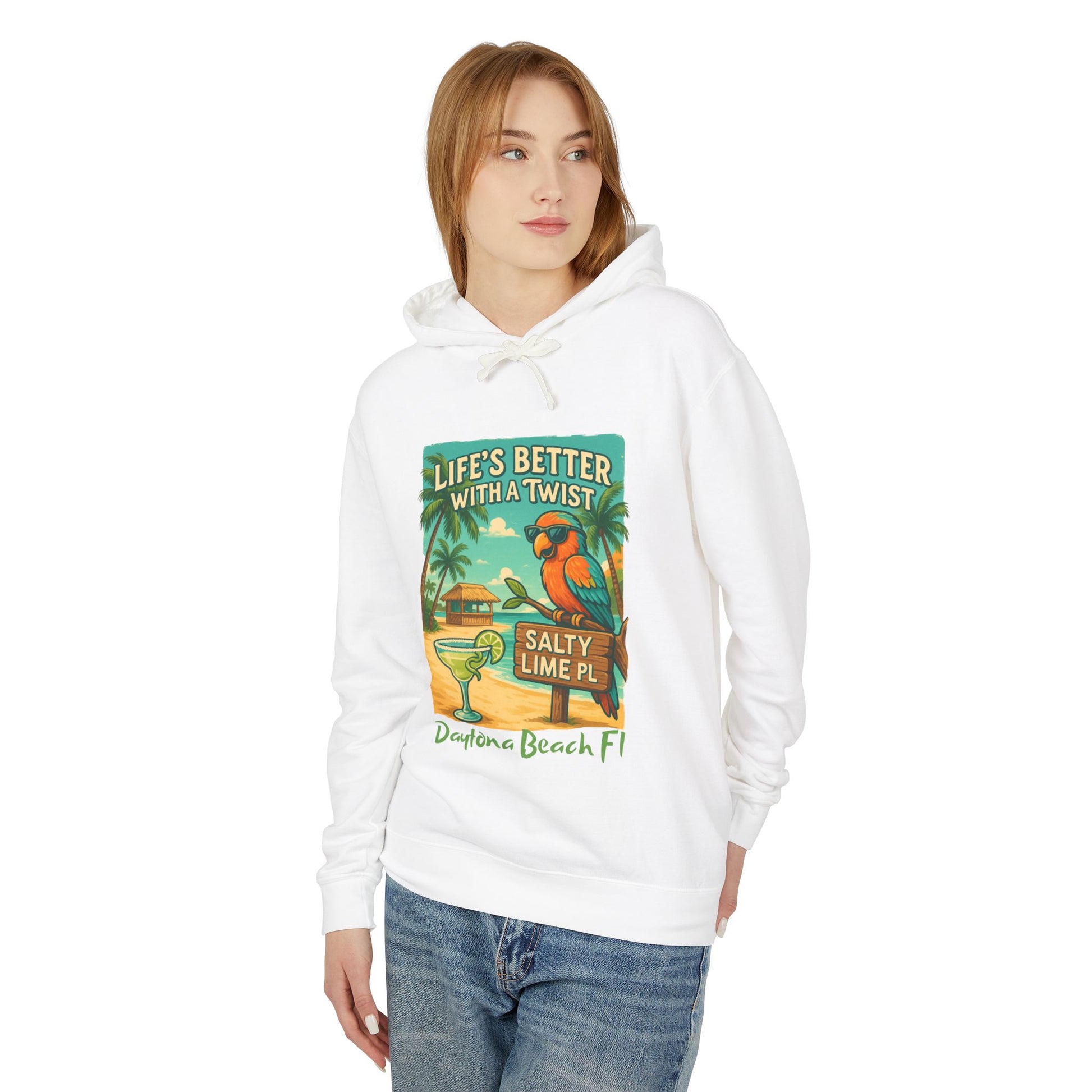 Salty Lime  Place  Lightweight Comfort Colors Hoodie - Jimmy Buffet Style