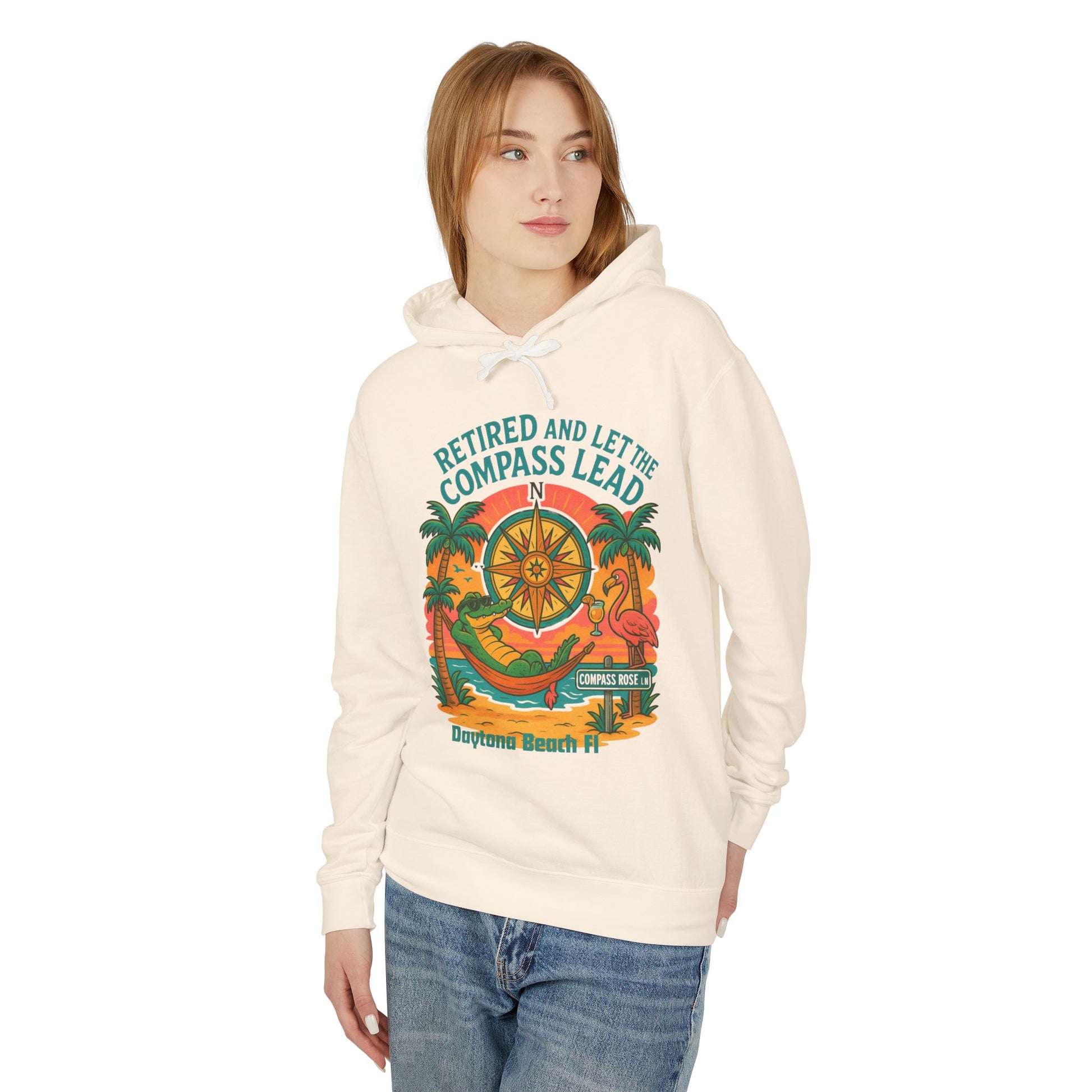 Compass Rose ln Lightweight Comfort Colors Hoodie - Jimmy Buffet Style