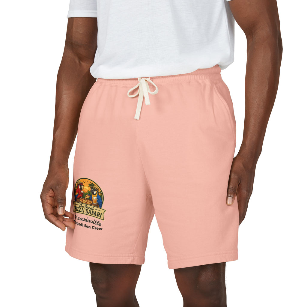 Unisex  Lightweight Garment-Dyed Fleece Sweat Shorts with Retro Pizza Safari Logo