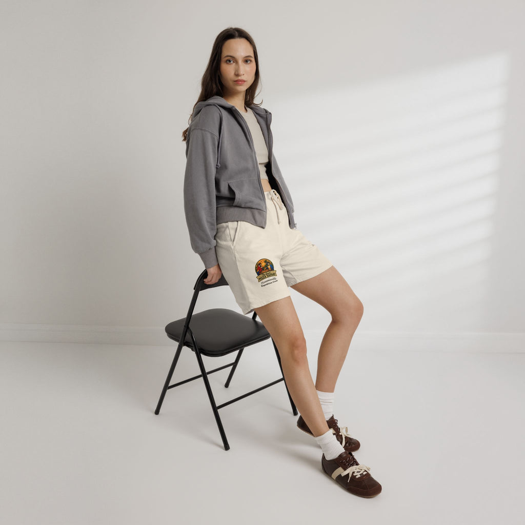 Unisex  Lightweight Garment-Dyed Fleece Sweat Shorts with Retro Pizza Safari Logo
