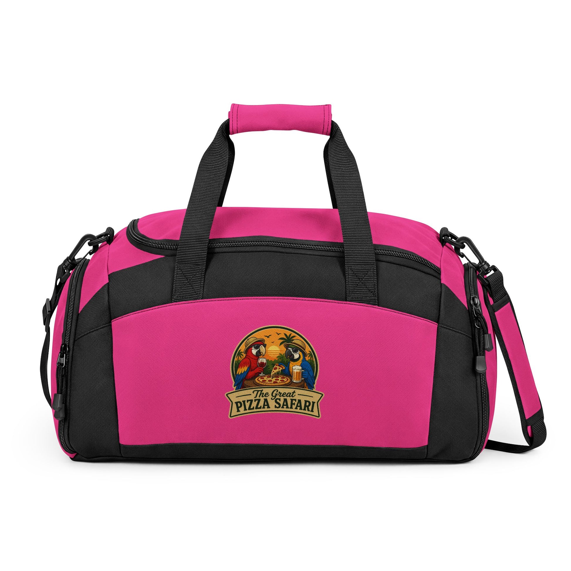 Pizza Safari Gym Bag — Tropical Parrot Travel Duffel