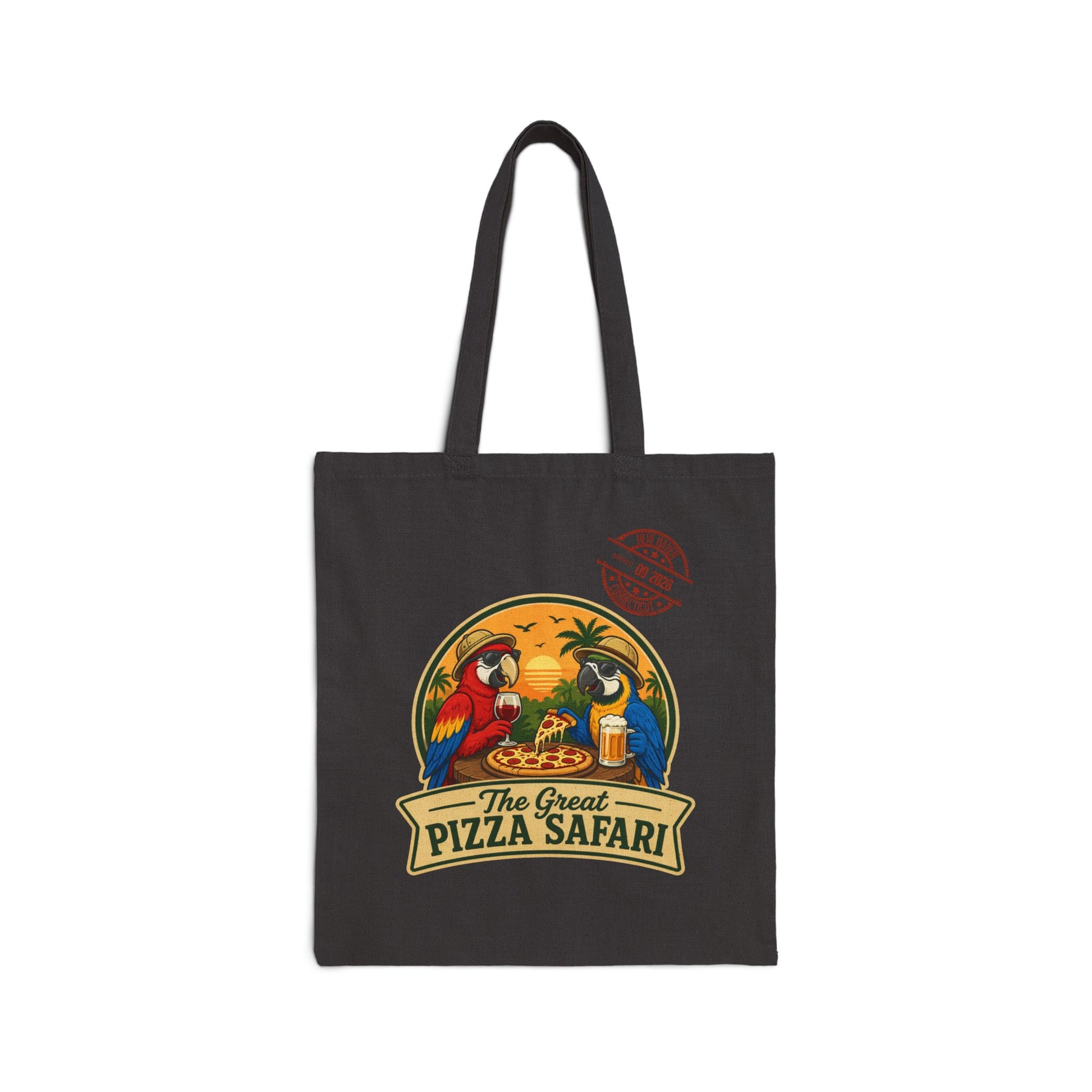 Pizza Safari Canvas Tote Bag — "Pizzanaville Expedition Crew" Cotton Market Bag