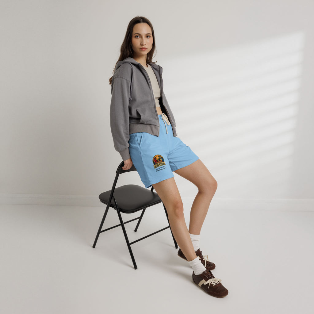 Unisex  Lightweight Garment-Dyed Fleece Sweat Shorts with Retro Pizza Safari Logo