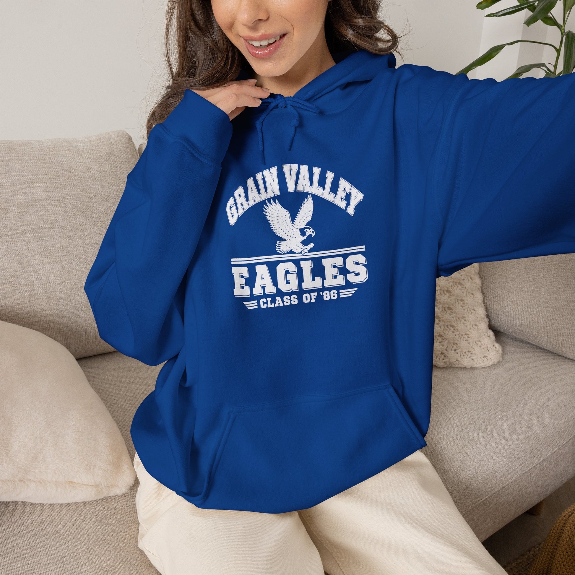 Grain Valley Eagles Hoodie – Class of ’87 Vintage School Spirit Pullover