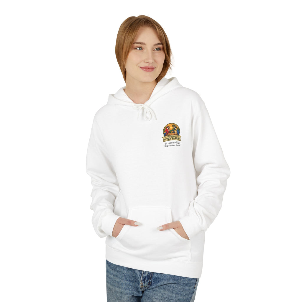 Pizza Safari Hoodie — "The Great Pizza Safari" Tropical Parrot Pizza Graphic