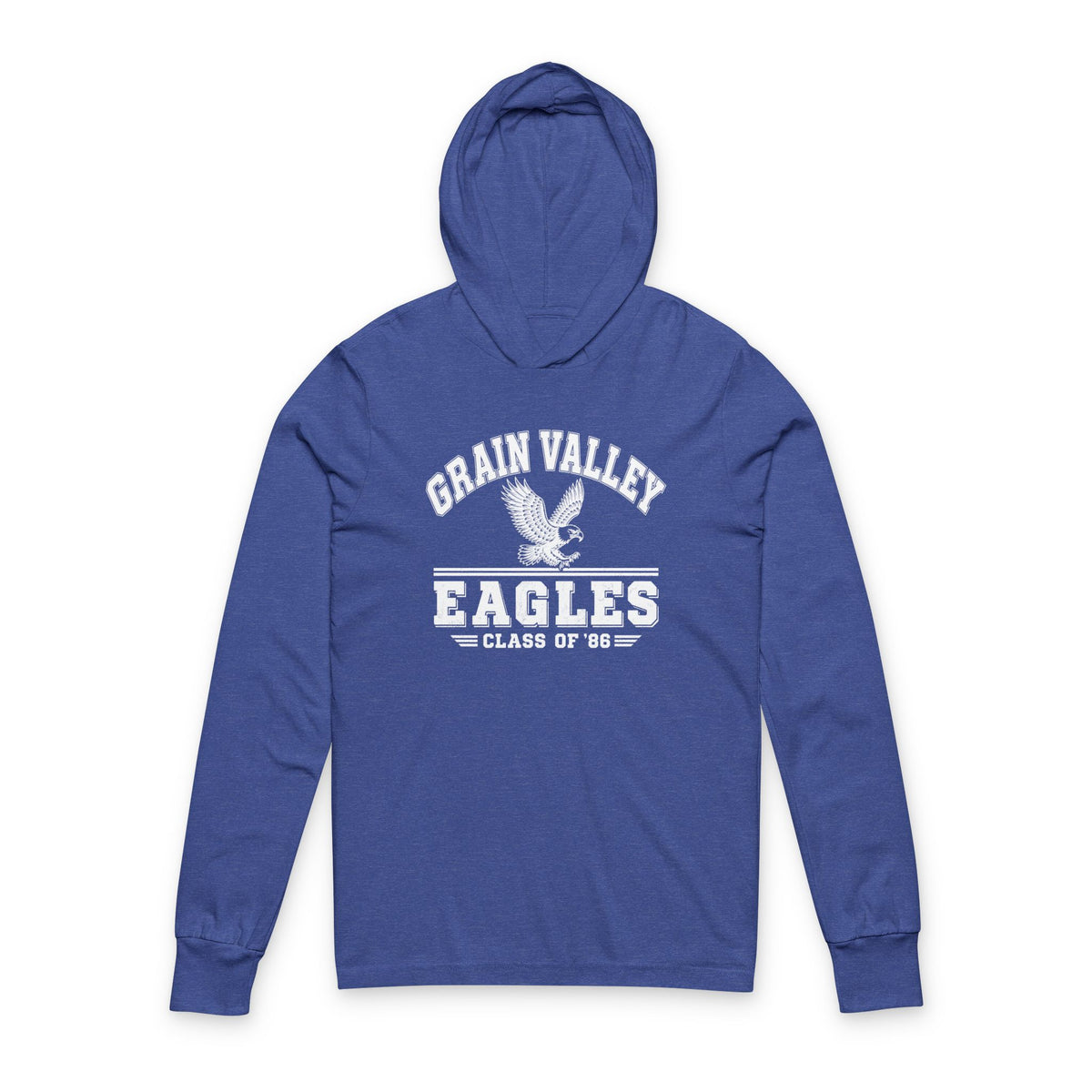 Grain Valllely Eagles Class of '86  — Lightweight White Hooded Tee Shirt