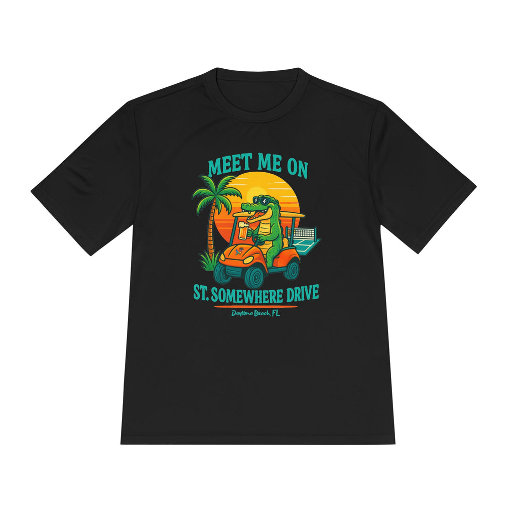 Meet Me On Somewhere Drive Tee — Funny Golf Cart Alligator Graphic T-Shirt