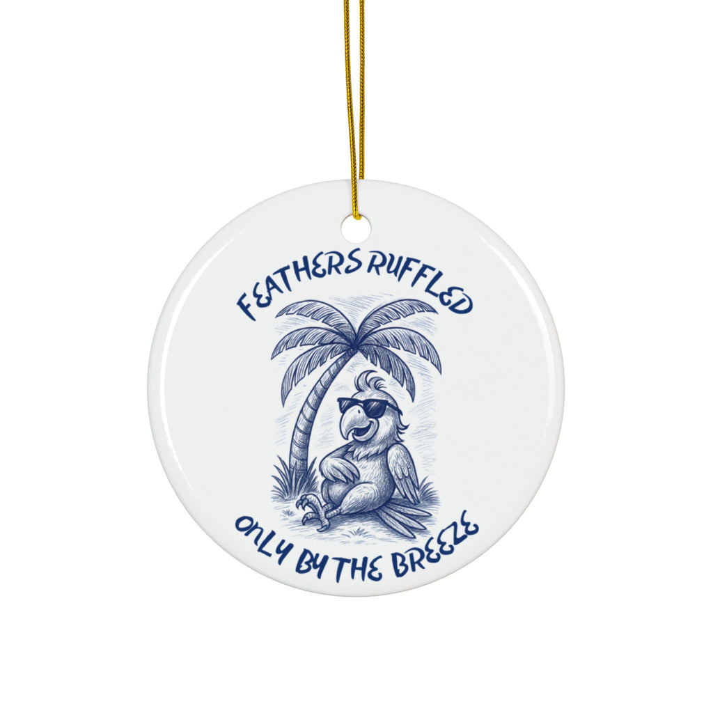 Tropical Ceramic Ornaments - Feathers Ruffled Design, Perfect for Holiday Decorations, Unique Gifts, 2-Sided Print