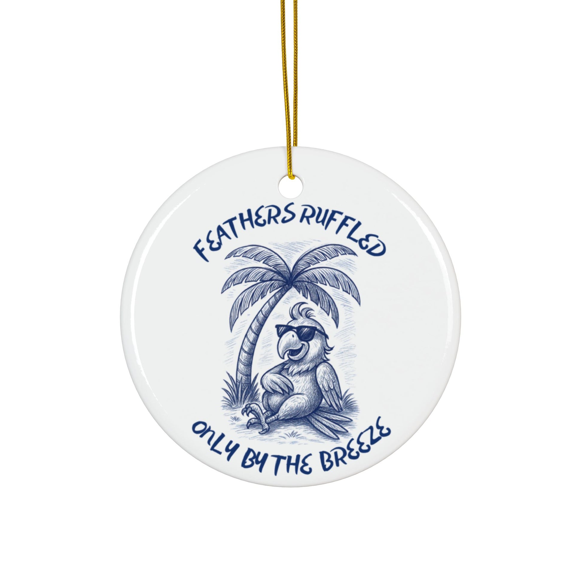 Tropical Ceramic Ornaments - Feathers Ruffled Design, Perfect for Holiday Decorations, Unique Gifts, 2-Sided Print