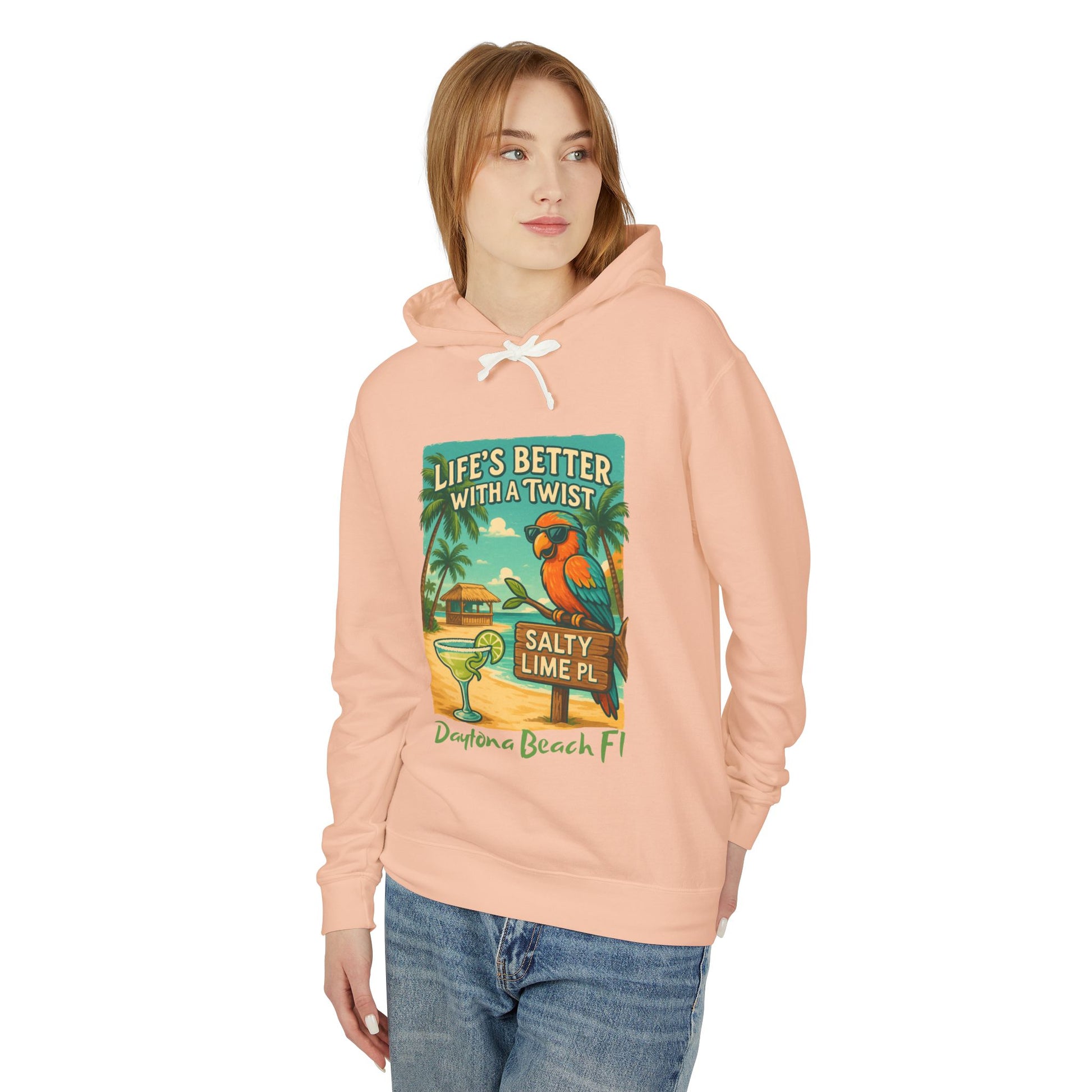 Salty Lime  Place  Lightweight Comfort Colors Hoodie - Jimmy Buffet Style