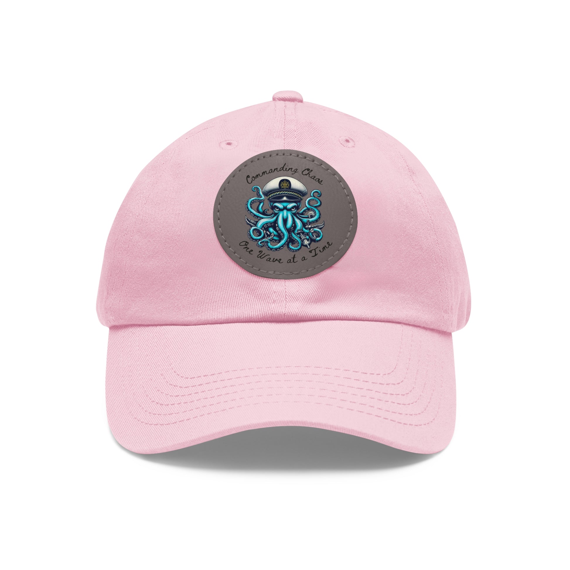 Ocean-Inspired Hat with Leather Patch, Unique Captain's Cap, Nautical Gift, Fun Summer Accessory, Fishing, Octopus, Waves, Boat gear