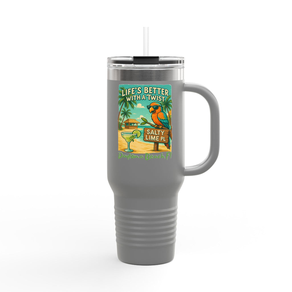 40oz Insulated Travel Mug — 'Life's Better With a Twist' Daytona Beach Cocktail Design