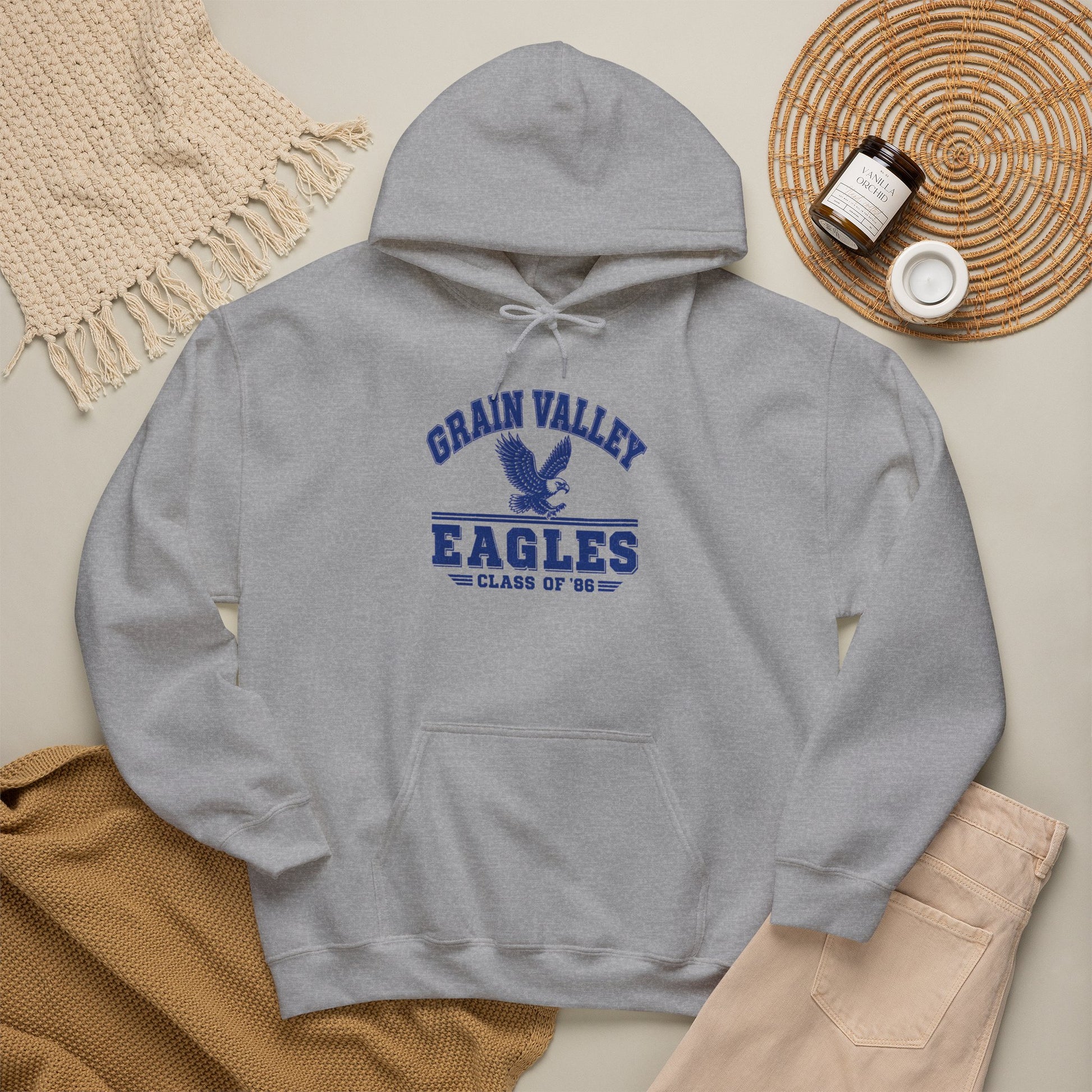 Grain Valley Eagles Hoodie – Class of ’87 Vintage School Spirit Pullover