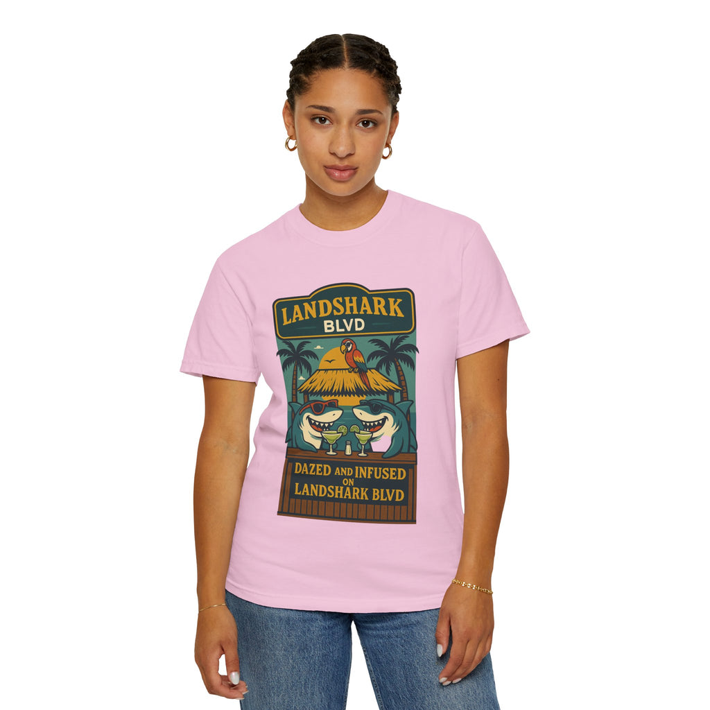 Landshark BLVD  design  T-Shirt, Summer Vibes Tee, Beachwear, Vacation Shirt, Funny Graphic Tee, Unisex Casual Wear
