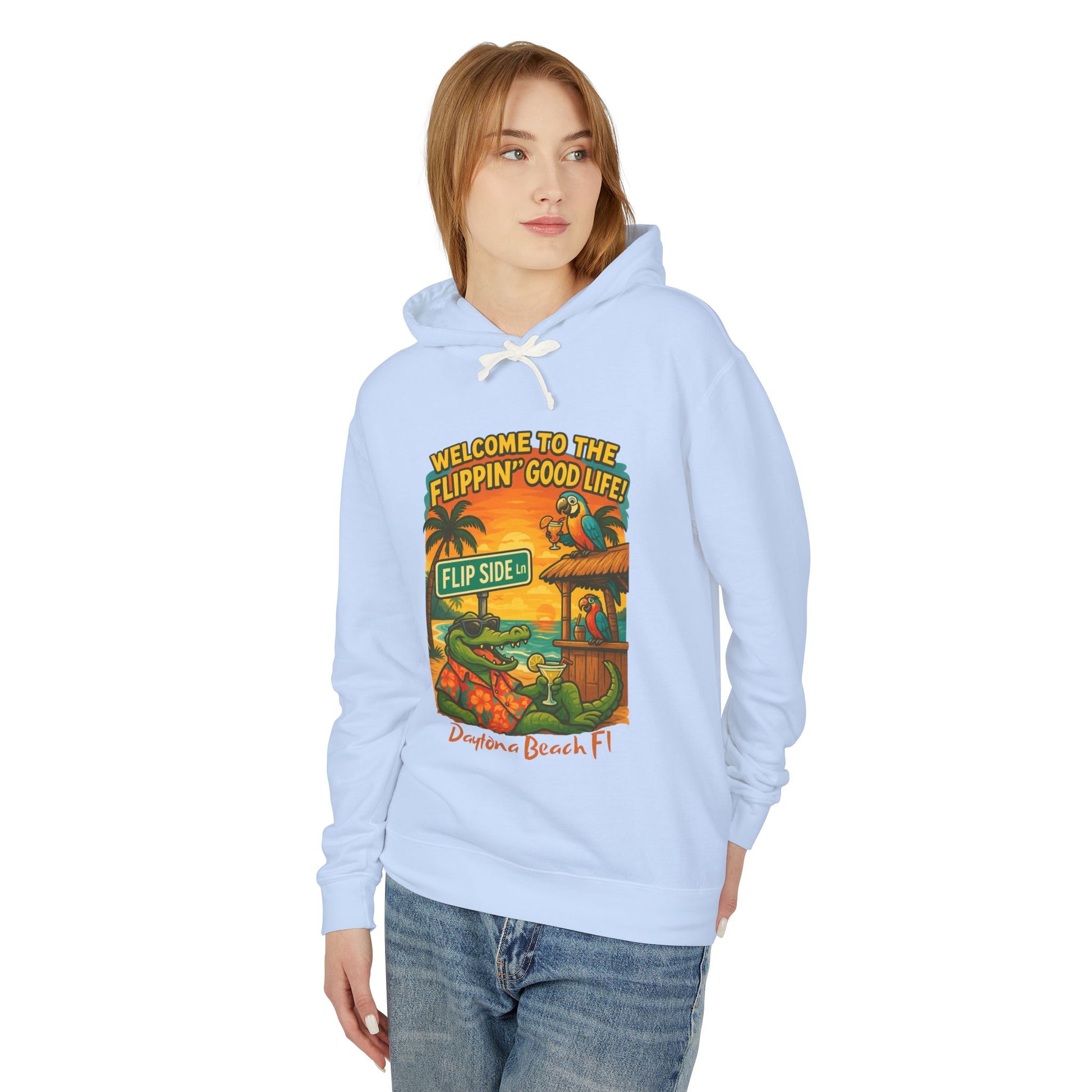 Flip Side Ln  Lightweight Comfort Colors Hoodie - Jimmy Buffet Style