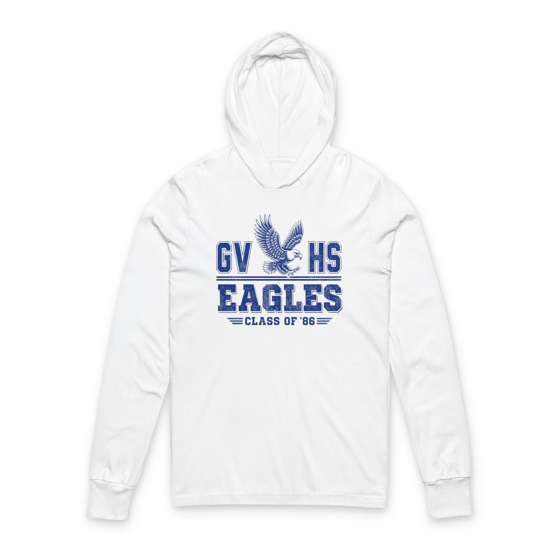 GVHS Eagles Class of '86  — Lightweight White Hooded Tee Shirt