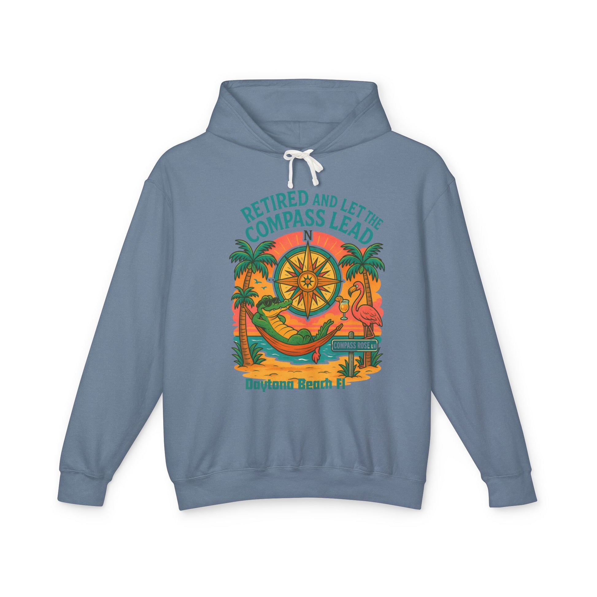 Compass Rose ln Lightweight Comfort Colors Hoodie - Jimmy Buffet Style