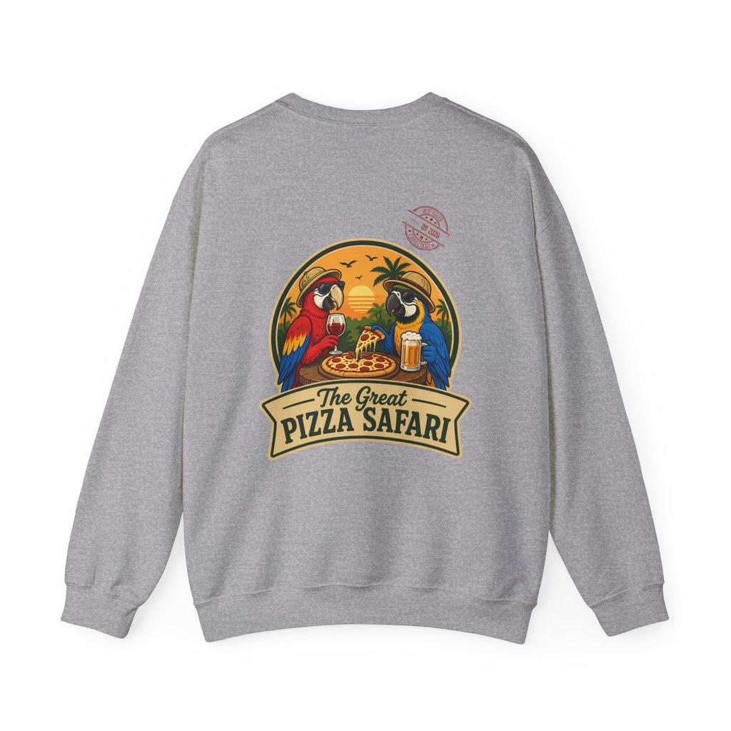 Pizza Safari Crewneck Sweatshirt — "The Great Pizza Safari" Graphic