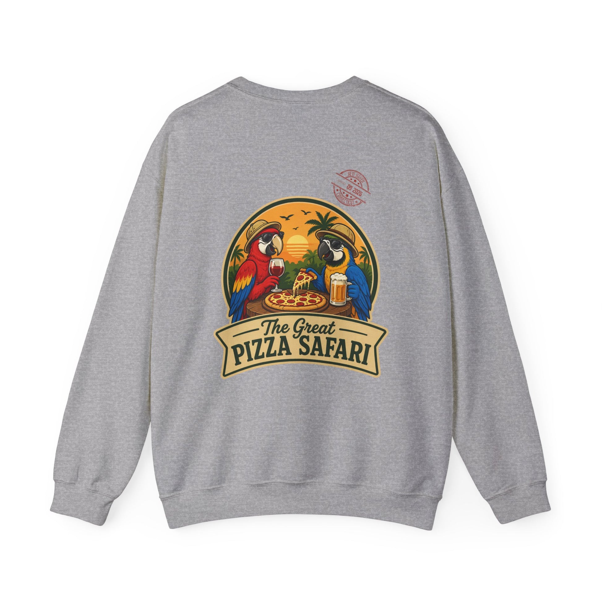 Pizza Safari Crewneck Sweatshirt — "The Great Pizza Safari" Graphic